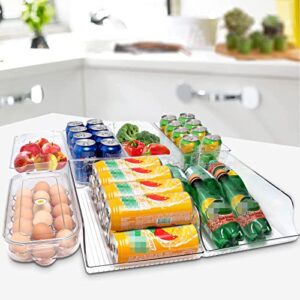 Plastic Refrigerator Organizer Bins, 7 Packs Refrigerator Organizer Bins 2 Large&4 Medium Food Storage Bins and 1 Egg Holder for Freezer, Kitchen Cabinet, Pantry Organization and Storage, BPA Free