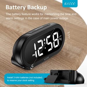 USCCE Small LED Digital Alarm Clock with Snooze, Easy to Set, Full Range Brightness Dimmer, Adjustable Alarm Volume with 5 Alarm Sounds, USB Charger, 12/24Hr, Compact Clock for Bedrooms, Bedside, Desk