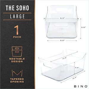 BINO | Plastic Storage Bins, Large | The SOHO Collection | Multi-Use Organizer Bins | Built-in Handles | BPA-Free | Pantry Organization | Home Organization | Fridge Organizer | Freezer Organizer