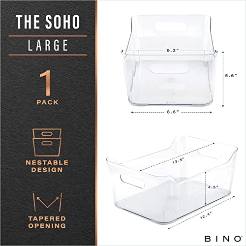 BINO | Plastic Storage Bins, Large | The SOHO Collection | Multi-Use Organizer Bins | Built-in Handles | BPA-Free | Pantry Organization | Home Organization | Fridge Organizer | Freezer Organizer