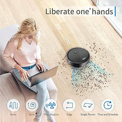 Robot Vacuum Cleaner,Sweeping Robot,Ultra Slim Quiet,1800pa Super-Strong Suction,Cleans Hard Floors to Medium-Pile Carpets,Integral Memory Multiple Cleaning Modes Vacuum Best for Pet Hairs