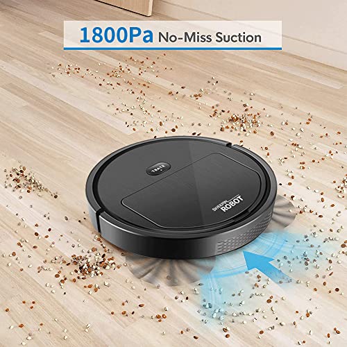 Robot Vacuum Cleaner,Sweeping Robot,Ultra Slim Quiet,1800pa Super-Strong Suction,Cleans Hard Floors to Medium-Pile Carpets,Integral Memory Multiple Cleaning Modes Vacuum Best for Pet Hairs