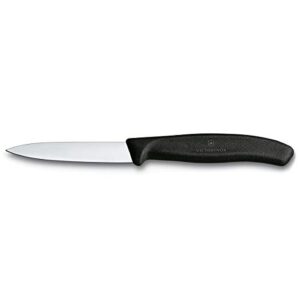 victorinox 3.25 inch swiss classic paring knife with straight edge, spear point, black, 3.25″