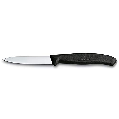 Victorinox 3.25 Inch Swiss Classic Paring Knife with Straight Edge, Spear Point, Black, 3.25"