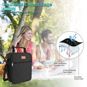 kissleaf Insulated Lunch Bag, Reusable Freezable Lunch Box for Men Women, Leakproof Cooler Small Lunch Bag with Adjustable Shoulder Strap for Adults