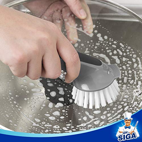 MR.SIGA Pot and Pan Cleaning Brush, Dish Brush for Kitchen, Pack of 2