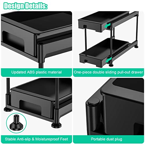 Double Sliding Cabinet Organizer, ZIZOTI Under Sink Organizers and Storage, Pull Out Under Sink Organizer, Under Cabinet Organizer Baskets with 2 Drawers, Under Sink Storage for Bathroom, Kitchen