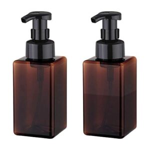 uujoly foaming soap dispenser, 450ml (15oz) refillable pump bottle plastic for liquid soap, shampoo, body wash (2 pcs) (amber)