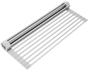 surpahs over the sink multipurpose roll-up dish drying rack (warm gray, 17.5″ x 13.1″ – small)