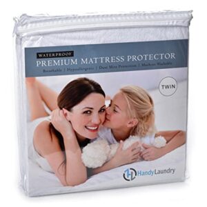 Twin Mattress Protector - Waterproof, Breathable, Blocks Allergens, Smooth Soft Cotton Terry Cover. The Premium Mattress Protector Will Surely Increase The Life of Your Mattress. (Twin)