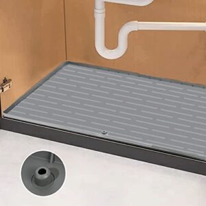 under sink mat, yatmung under sink mats for kitchen waterproof, 34″ x 22″ silicone under sink liner with unique drain hole for kitchen, bathroom, laundry room, protector for drips leaks spills tray
