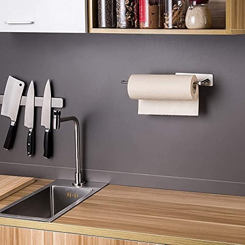 SUNTECH Paper Towel Holder Under Kitchen Cabinet - Self Adhesive Towel Paper Holder Stick on Wall, SUS304 Stainless Steel