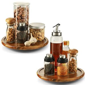 rabaha 2 pack acacia lazy susan organizer for cabinet (10 inch) – wooden lazy susan turntable for table – wood kitchen turntable storage food bin container for pantry, fridge, countertop (pack 2)