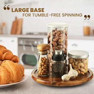 RABAHA 2 Pack Acacia Lazy Susan Organizer for Cabinet (10 Inch) - Wooden Lazy Susan Turntable for Table - Wood Kitchen Turntable Storage Food Bin Container for Pantry, Fridge, Countertop (Pack 2)