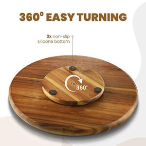 RABAHA 2 Pack Acacia Lazy Susan Organizer for Cabinet (10 Inch) - Wooden Lazy Susan Turntable for Table - Wood Kitchen Turntable Storage Food Bin Container for Pantry, Fridge, Countertop (Pack 2)