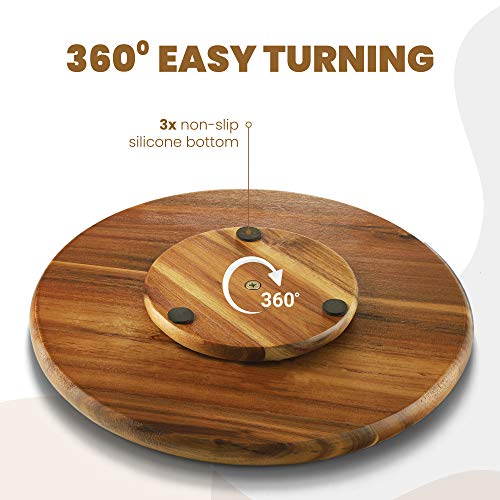 RABAHA 2 Pack Acacia Lazy Susan Organizer for Cabinet (10 Inch) - Wooden Lazy Susan Turntable for Table - Wood Kitchen Turntable Storage Food Bin Container for Pantry, Fridge, Countertop (Pack 2)