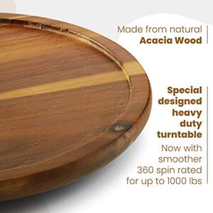 RABAHA 2 Pack Acacia Lazy Susan Organizer for Cabinet (10 Inch) - Wooden Lazy Susan Turntable for Table - Wood Kitchen Turntable Storage Food Bin Container for Pantry, Fridge, Countertop (Pack 2)