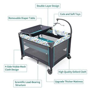 Portable Crib for Baby, Portable Baby Playpen with Detachable Bassinet and Changing Table