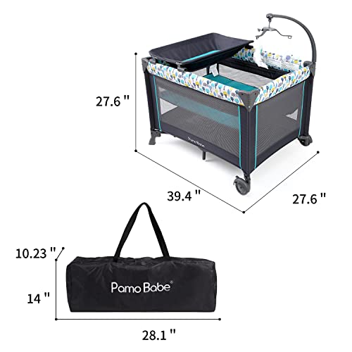 Portable Crib for Baby, Portable Baby Playpen with Detachable Bassinet and Changing Table