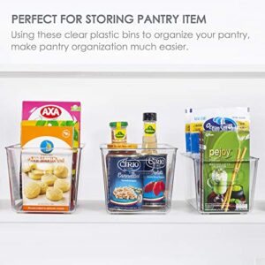 Vtopmart Clear Plastic Pantry Organizer Bins, 6 PCS Food Storage Bins with Handle for Refrigerator, Fridge, Cabinet, Kitchen, Countertops, Cupboard, Freezer Organization and Storage, BPA Free, Medium