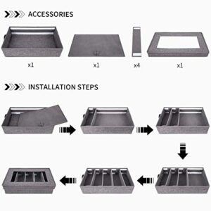 Silverware Storage Box Chest, Flatware Storage Case, Utensil Holder with Removable Lid and Adjustable Dividers for Organizing Utensils, Cutlery, Flatware, Knives, Large Capacity Gray