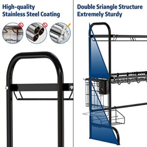 MOUKABAL Over The Sink Dish Drying Rack, Over Sink Dish Drying Rack with 2 Tier Utensil Holder,Large Stainless Steel Dish Racks for Kitchen Counter(2 Tier Black)