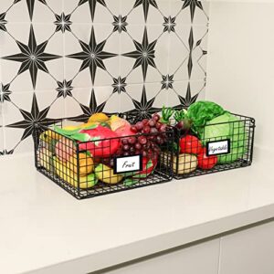 X-cosrack Foldable Cabinet Wall Mount Metal Wire Basket Organizer with Handles - 4 Pack, 12" x 12" X 6"Farmhouse Food Storage Mesh Bin for Kitchen Pantry Laundry Closet Garage Patent Design