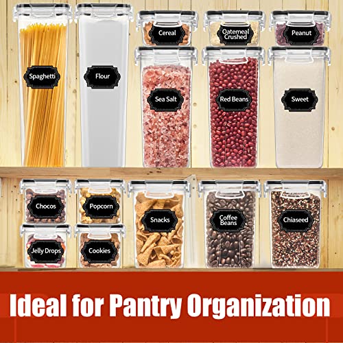 30 Pack Airtight Food Storage Containers for Kitchen Pantry Organization and Storage, BPA-Free, PRAKI Plastic Storage Canisters with Lids - Cereal, Flour and Sugar, Include 40 Labels, 6 Spoon & Marker