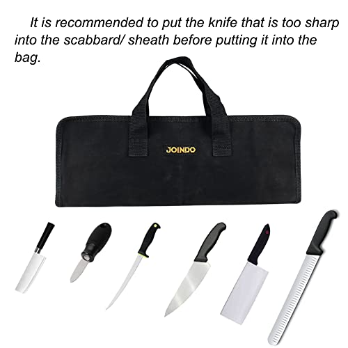 JOINDO Water Resistant Waxed Canvas Knife Bag with Durable Zipper, 5 Slots Professional Chef Knife Roll Bag with Handle, Heavy Duty Knives Pouch, 1 Pack