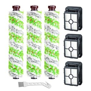 lemige 3 pack 2460 multi-surface pet pro brush rolls + 3 pack 1866 replacement vacuum filters for bissell crosswave pet pro 2306a & crosswave 1785 series, compare to part 1613568&161-3568, 1608684