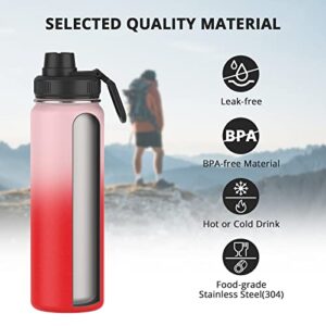 Stainless Steel Vacuum Insulated Flask, Leak-proof, BPA-free Double Walled Thermal Mug for Coffee & Tea, 0.76L Sports Water Bottle, Travel Water Bottle for Hot or Cold Drink, Pink…