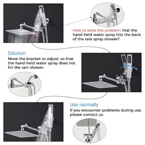 G-Promise All Metal Dual Square Shower Head Combo | 8" Rain Shower Head | Handheld Shower Wand with 71" Extra Long Flexible Hose | Smooth 3-Way Diverter | Adjustable Extension Arm - A Bathroom Upgrade