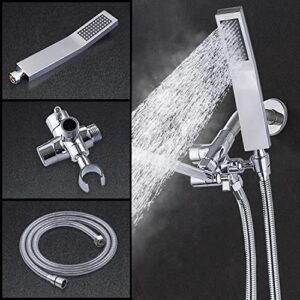 G-Promise All Metal Dual Square Shower Head Combo | 8" Rain Shower Head | Handheld Shower Wand with 71" Extra Long Flexible Hose | Smooth 3-Way Diverter | Adjustable Extension Arm - A Bathroom Upgrade