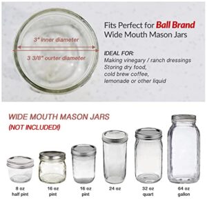 4 Pack Flip Cap Mason Jar Lids with Pour Spout and Leak-proof Airtight Seal for Drinking Salad Dressing - Wide Mouth