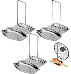 lawei 3 pack lid and spoon rest – pot lid holders stainless steel pan lid organizer for pots pans spoons