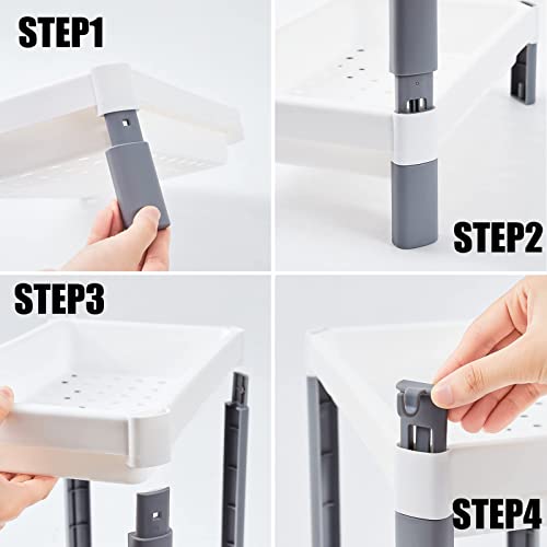 HIEEY 2 Pack Under Sink Organizer,2-Tier Bathroom Organizer,Multi-Purpose Under Sink Shelf Organizer,Bath Collection Baskets with Hooks for Bathroom Kitchen Countertop and Cabinet