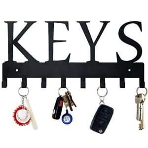 Key Holder for Wall, Nail-Free Key Holder, Wall Mounted Key Hooks for Wall, Metal Key Rack for Entryway, Hallway, Office, Matte Black,11.4''4.9''0.6''