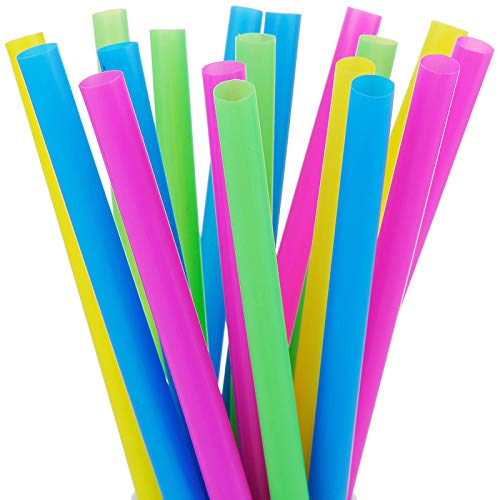 ALINK 100 Extra Large Plastic Bubble Tea Smoothie Straws, 1/2" Wide X 8 1/2" Long Wide Boba Straws