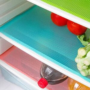 seaped 5 pcs refrigerator mats,eva refrigerator liners washable can be cut refrigerator pads fridge mats drawer table placemats,shelves drawer table mats,size 17.6″x11.3″,red/1 green/2 blue/2