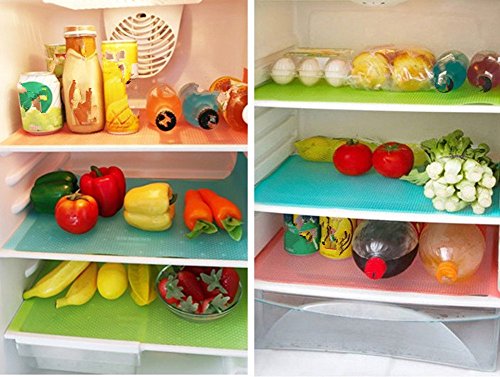 seaped 5 Pcs Refrigerator Mats,EVA Refrigerator Liners Washable Can Be Cut Refrigerator Pads Fridge Mats Drawer Table Placemats,Shelves Drawer Table Mats,Size 17.6"x11.3",Red/1 Green/2 Blue/2