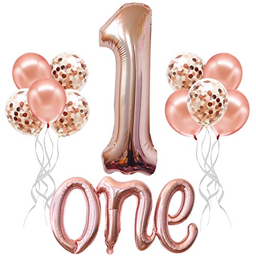 Large, Rose Gold One Balloon for First Birthday - Number 1 Balloon, 40 Inch | 1st Birthday Girl Decoration | Rose Gold 1 Balloon for First Birthday | 1st Birthday Balloons, 1st Birthday Decorations