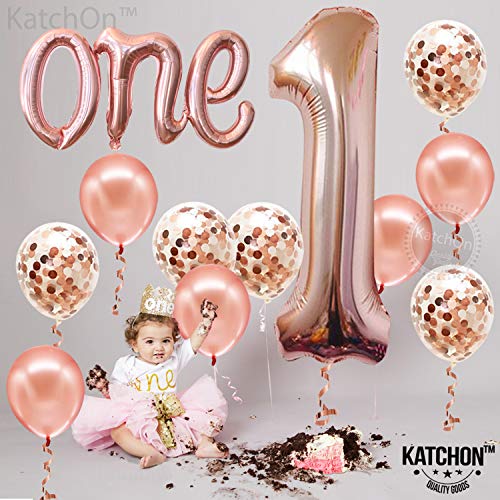 Large, Rose Gold One Balloon for First Birthday - Number 1 Balloon, 40 Inch | 1st Birthday Girl Decoration | Rose Gold 1 Balloon for First Birthday | 1st Birthday Balloons, 1st Birthday Decorations