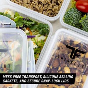 ThinkFit Meal Prep Containers, BPA Free - Airtight Food Storage Containers Best for Meal Prepping & Portion Control - Reusable, Stackable, Microwavable, Dishwasher & Freezer Safe (6 Piece Set)