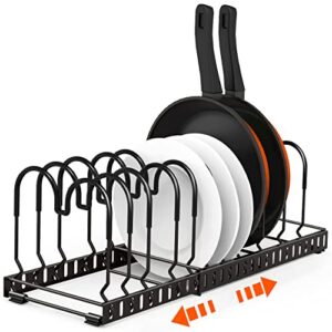 atposh pot rack 10 adjustable dividers pots and pans organizers expandable pots lid holder kitchen cabinet pantry bakeware organizer and storage