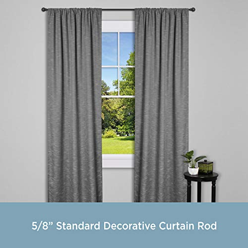 Kenney Chelsea 5/8" Standard Decorative Window Curtain Rod, 48-86", Black