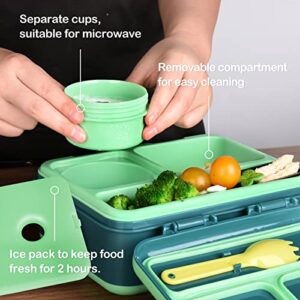 Genteen Lunch Box Kids with Ice Pack Bento Box with Leak Proof Food Cup & Removable Compartment for Meals and Snacks,Toddler Lunch Box for Daycare, School,Ideal On the Go for Boys Girls BPA Free