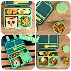 Genteen Lunch Box Kids with Ice Pack Bento Box with Leak Proof Food Cup & Removable Compartment for Meals and Snacks,Toddler Lunch Box for Daycare, School,Ideal On the Go for Boys Girls BPA Free