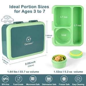 Genteen Lunch Box Kids with Ice Pack Bento Box with Leak Proof Food Cup & Removable Compartment for Meals and Snacks,Toddler Lunch Box for Daycare, School,Ideal On the Go for Boys Girls BPA Free