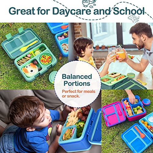 Genteen Lunch Box Kids with Ice Pack Bento Box with Leak Proof Food Cup & Removable Compartment for Meals and Snacks,Toddler Lunch Box for Daycare, School,Ideal On the Go for Boys Girls BPA Free