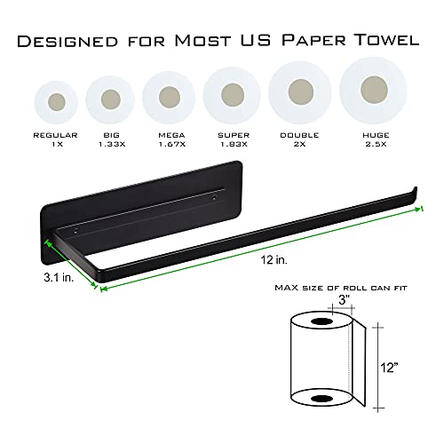 Magnetic Paper Towel Holder,Towel Bar for Refrigerator Grills Griddles RVs Tailgates, Carbon Steel with Rust-Resistant Finish,12”(L) x 3”(H),Fit Most US Paper Roll